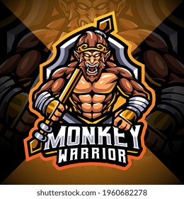 Monkey warrior esport mascot logo design