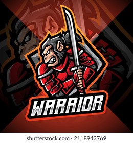 Monkey warrior esport mascot logo design