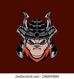 monkey warrior illustration, head monkey vector