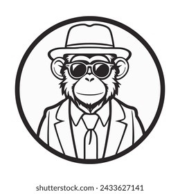 monkey wear sunglasses suit and hat with good quality and good design