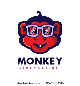 monkey wearing glasses mascot logo design illustration vector isolated on white background 
