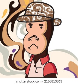 monkey Wearing hat and clothes vector illustration