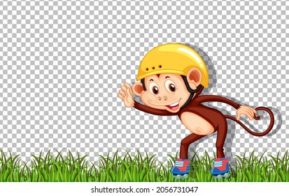 Monkey wearing helmet on transparent background illustration
