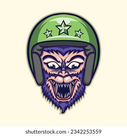 monkey wearing helmet vector art