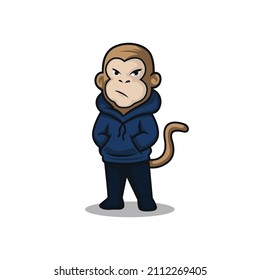 monkey wearing hoodie while standing vector illustration