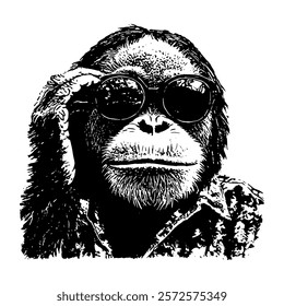 monkey wearing sunglasses, designed with a playful and artistic touch for a bold and modern design