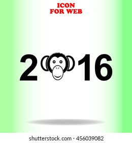 Monkey web icon. Black illustration on white background