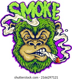 monkey weed joint smoking vector eps