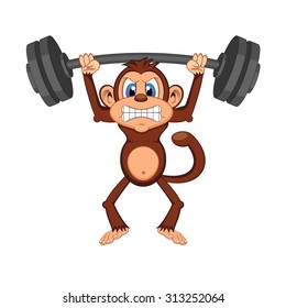 monkey weightlifting Cartoon