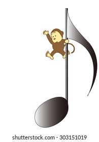 The monkey which is idle in a music sign