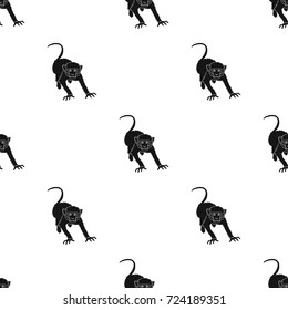 Monkey, wild animal of the jungle. Monkey, mammal primate single icon in black style vector symbol stock illustration web.