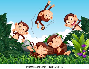 Monkey in the wild illustration