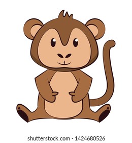 Monkey wildlife cute animal cartoon isolated vector illustration graphic design