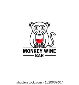 Monkey Wine Glass Logo Vector Icon Illustration