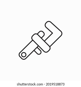Monkey wrench glyph icon. Silhouette symbol. Spanner. Negative space. Vector isolated illustration. Pipe wrench icon. Plumbing element icon. Premium quality graphic design.