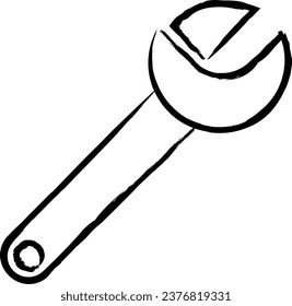 Monkey wrench hand drawn vector illustration
