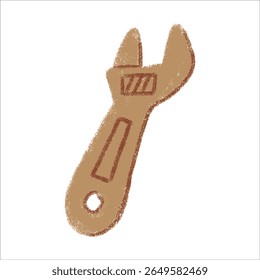 monkey wrench Illustration with crayon style editable for cards, poster decorations, t-shirt prints, stickers, icons and others