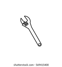 Monkey Wrench line icon, build & repair elements, construction tool, a linear pattern on a white background, eps 10.