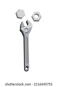 Monkey wrench over white background