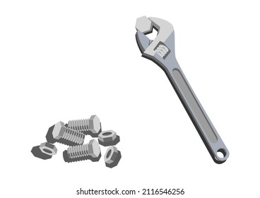 Monkey wrench over white background