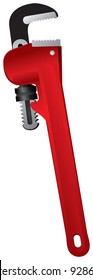 Monkey wrench, pipe wrench, plumber repair instrument, vector image on the white background