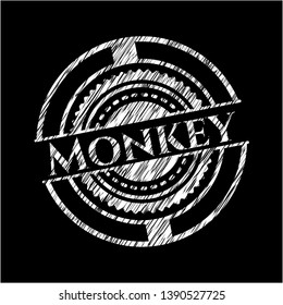 Monkey written with chalkboard texture. Vector Illustration. Detailed.