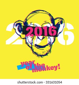 Monkey year illustration vector