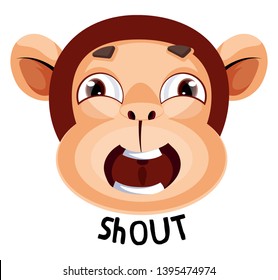 Monkey is yelling shout, illustration, vector on white background.