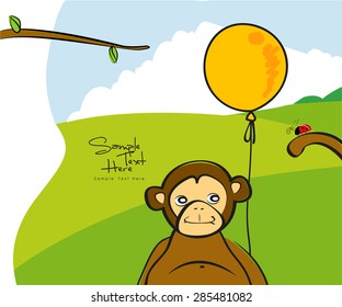 Monkey and a yellow balloon