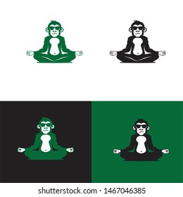 Monkey Yoga Cleaning Logo Vector