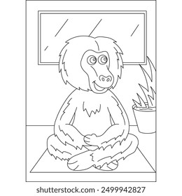 monkey yoga exercise coloring book page for kids or grown adults creative coloring mindful relaxation activity