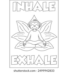 monkey yoga exercise coloring book page for kids or grown adults creative coloring mindful relaxation activity