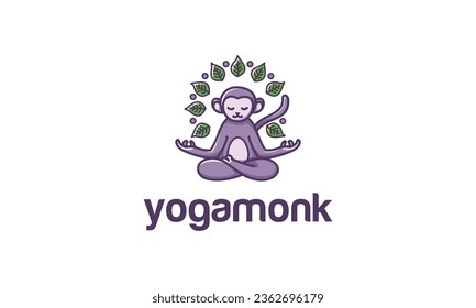 monkey and yoga logo combination. mascot character logo style.