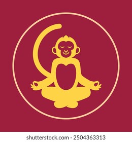 Monkey yoga trendy icon skilled abstract vector illustration colorful artwork beautiful design.eps