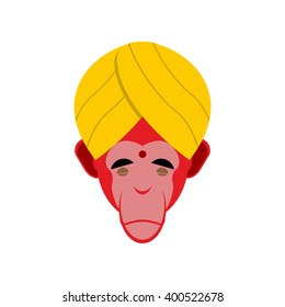 Monkey yoga in turban. Head of red Monkeys Indian yogi.
