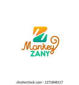 Monkey Zany Letter Z Icon For Zoo Or Zoological Park And Pet Store. Vector Isolated Letter Z Symbol For Animal Veterinary Clinic Or Zoology Petting Zoo And Domestic Pets Zoological Shop