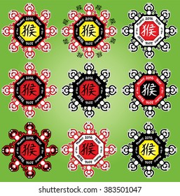 monkey zodiac design vector illustration with chines writing Year of the monkey