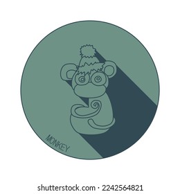Monkey zodiac sign logo. Astrological Chinese animal calendar. Years 2016, 2028, 2040, 2052.