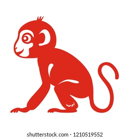 Monkey zodiac symbol. Templates for laser cutting, plotter cutting, wood carving, scrapbooking or printing. Vector festive illustration. New Year's decoration.