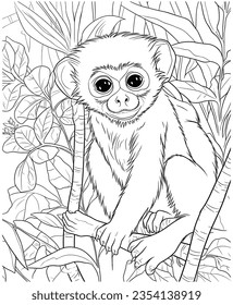 monkey zoo coloring pages line art