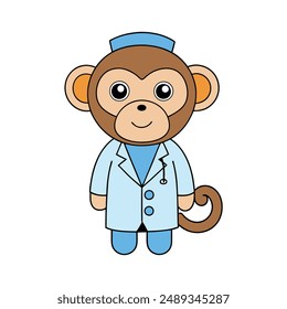 A monkey-as-a-doctor-vector illustration, this is a editable file.