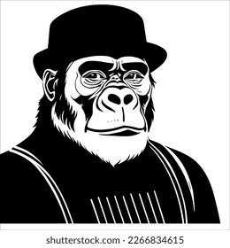 Monkeying Around: Cheeky Chimp in a Hat and Suspenders
