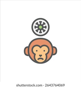 monkeypox preenchido ícone de contorno. ilustração de linha de cor epidêmica.