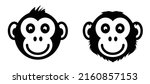 Monkeypox or monkey pox viral disease pictogram or logo. Virus outbreak pandemic. Disease spread, symptoms or precautions icon. Monky or ape head or face logo. Cartoon happy monkys icon or pictogram