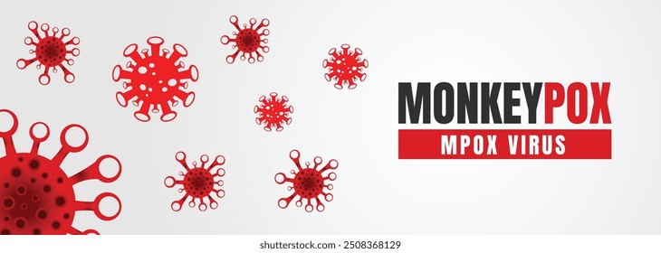 Monkeypox or mpox is a virus that infects humans through transmission from animals. web banner, header, and background cover for orthopoxvirus infectious zoonotic diseases
