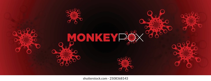 La viruela símica o viruela símica es un virus que infecta a los seres humanos a través de la transmisión de animales. Anuncio de Web, cabecera y cobertura de fondo para ortopoxvirus enfermedades zoonóticas infecciosas