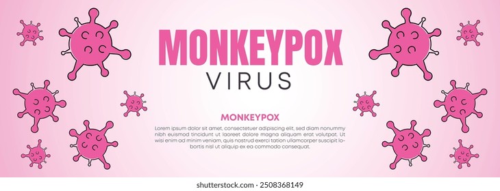 Monkeypox or mpox is a virus that infects humans through transmission from animals. web banner, header, and background cover for orthopoxvirus infectious zoonotic diseases