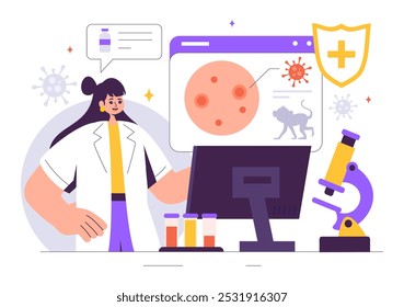 Monkeypox Outbreak Vector Illustration Showing Virus Symptoms in Humans with Microbiological Elements in a Healthcare Flat Style Cartoon Background