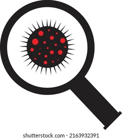 Monkeypox outbreak vector magnifying glass icon. Monkeypox is a viral disease. Icon for awareness against disease. Monkey Pox virus pandemic symptoms graphic Design