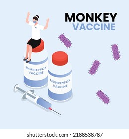 Monkeypox vaccine isometric 3d vector illustration concept for banner, website, illustration, landing page, flyer, etc.